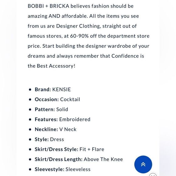 Kensie Sz 8 stretch embroidery detail zippered sleeveless v-neck cocktail dress - Picture 11 of 12